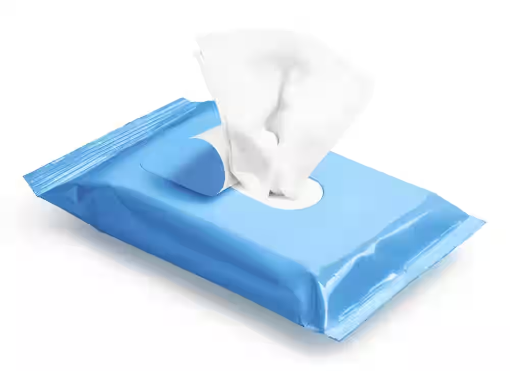 Blue pack of premium wet wipes dispenser