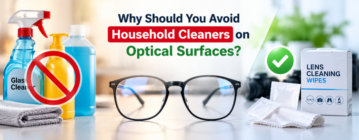 Why Should You Avoid Household Cleaners on Optical Surfaces?